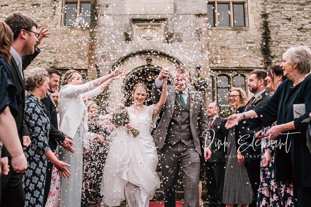 Confetti at Stonehouse court wedding