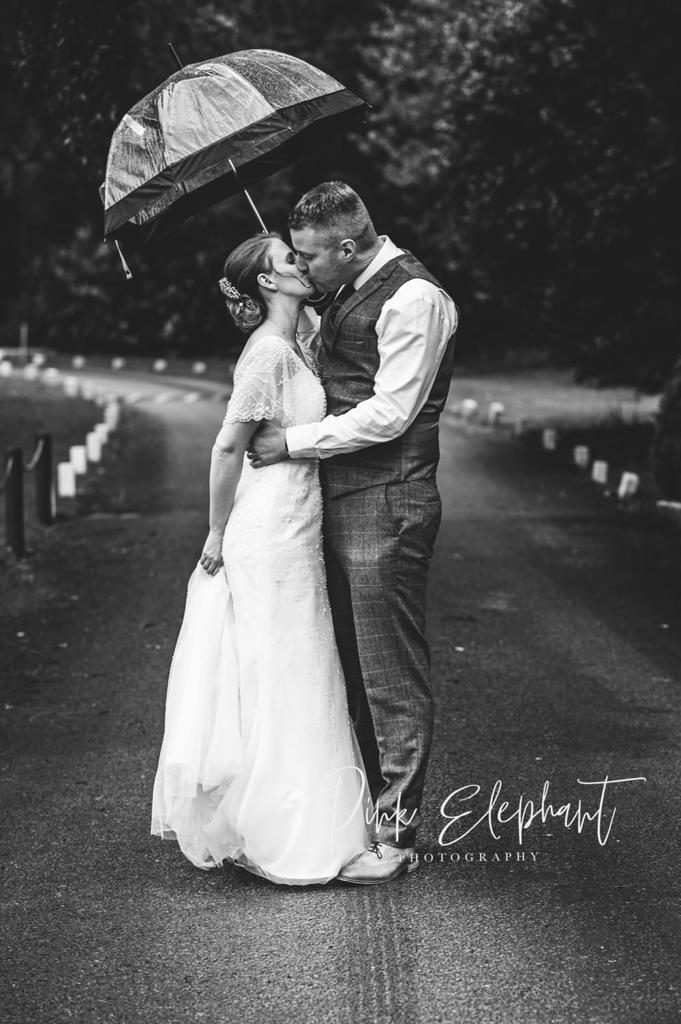 Rainy day wedding photo