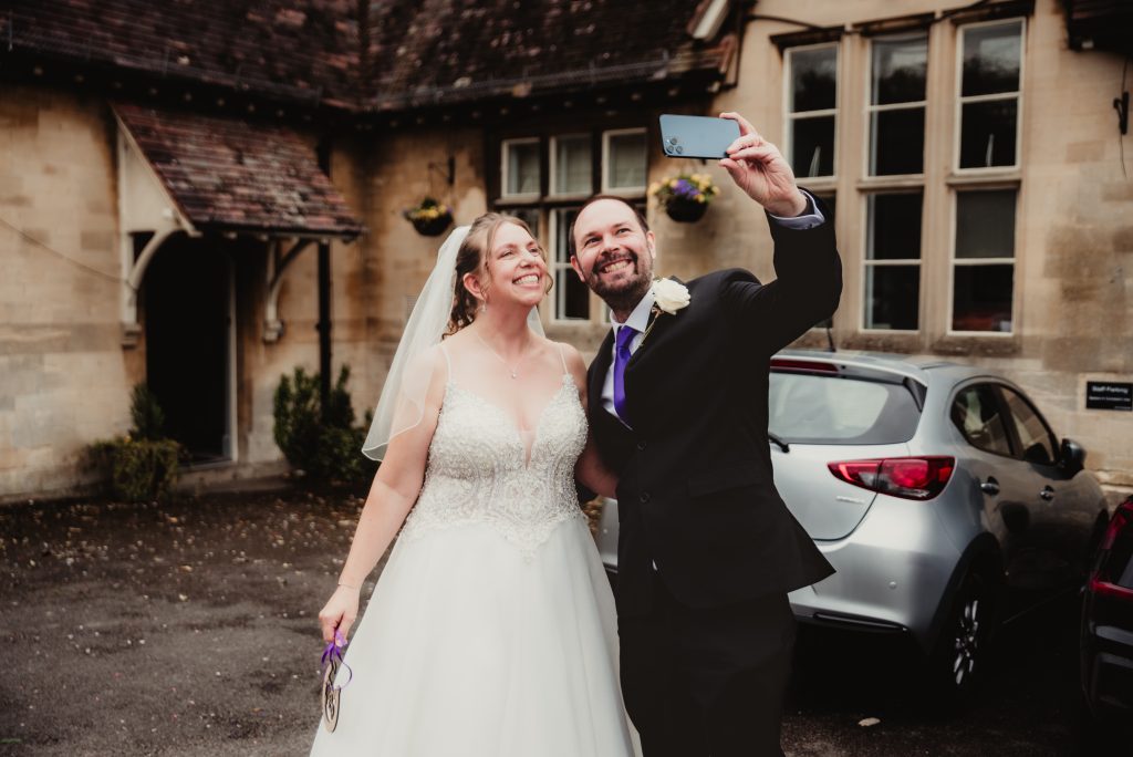 seflfies after wedding ceremony at Stroud registry office - Gloucestershire wedding photographer