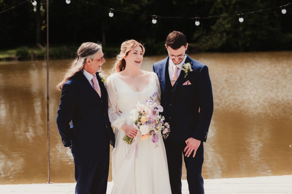 Group photo of the father of the groom at Barns and Yard in Worcestershire