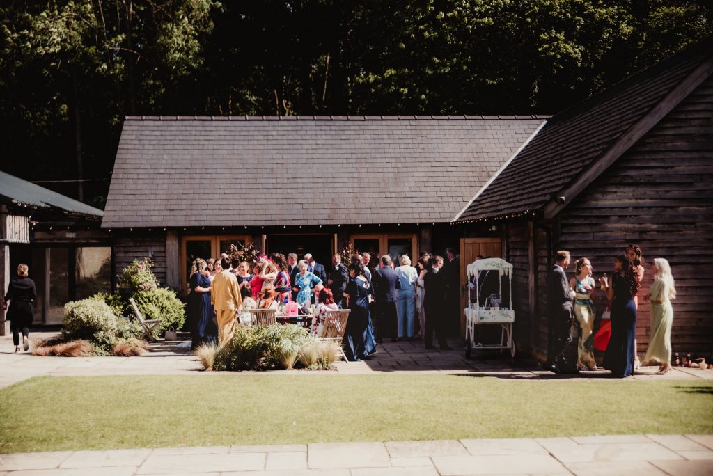 drinks reception at the barn at Upcote